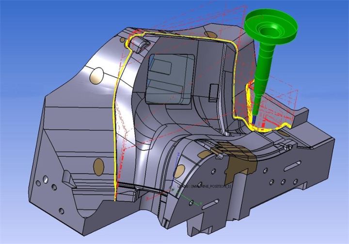 Toolpath on a headlight mould insert
